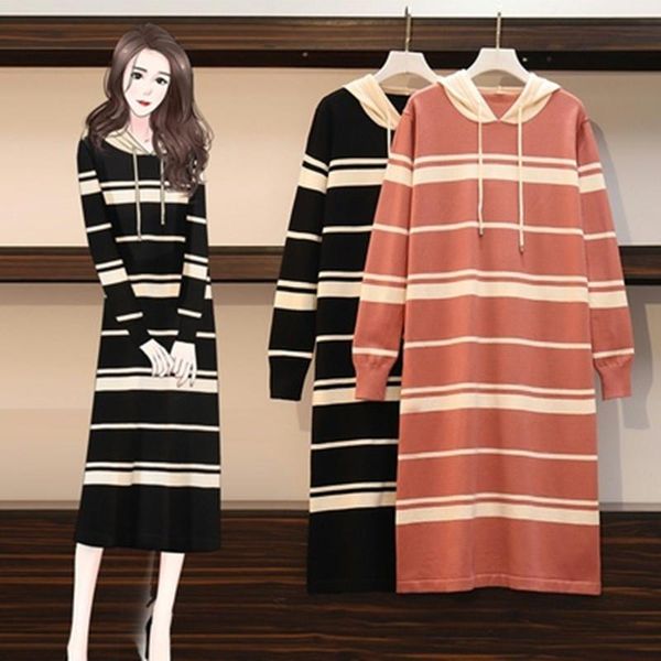 plus size dresses autumn winter stripe knitting dress women designer hooded collar casual loose sweater, Black
plus size dresses autumn winter stripe knitting dress women designer hooded collar casual loose sweater, Black