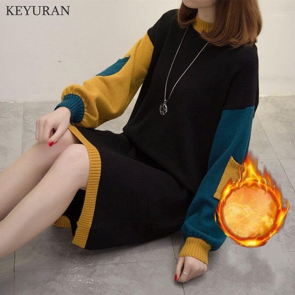 women's sweaters 2021 winter plus thick velvet knit sweater dress bottoming lining warm color block pullover female oversize, White;black
women's sweaters 2021 winter plus thick velvet knit sweater dress bottoming lining warm color block pullover female oversize, White;black