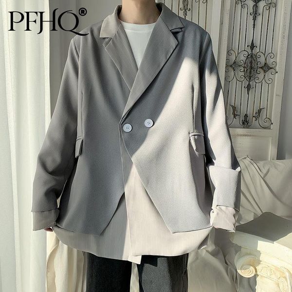 men's suits & blazers pfhq men blazer lapel 2021 autumn loose fake two piece single breasted black gray casual simple retro streetwear, White;black
men's suits & blazers pfhq men blazer lapel 2021 autumn loose fake two piece single breasted black gray casual simple retro streetwear, White;black