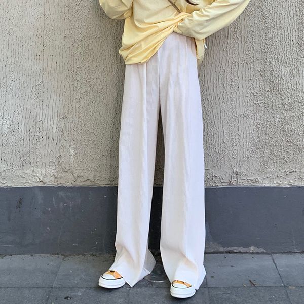 pants solid leisure pleated slim high loose women straight all-match elastic waist casual full length trousers, White
pants solid leisure pleated slim high loose women straight all-match elastic waist casual full length trousers, White