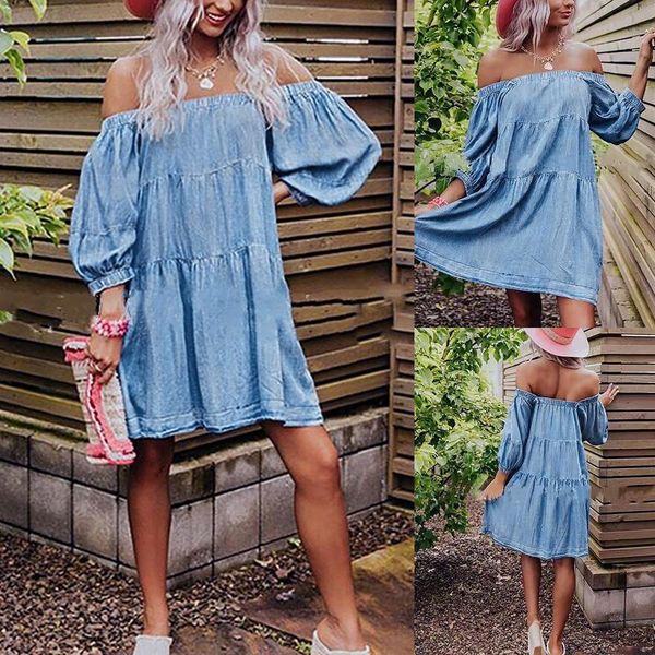 women's swimwear fashion women high waist lantern sleeve leisure dresses loose cowboy slash collar summer all-match mini denim dress, White;black
women's swimwear fashion women high waist lantern sleeve leisure dresses loose cowboy slash collar summer all-match mini denim dress, White;black