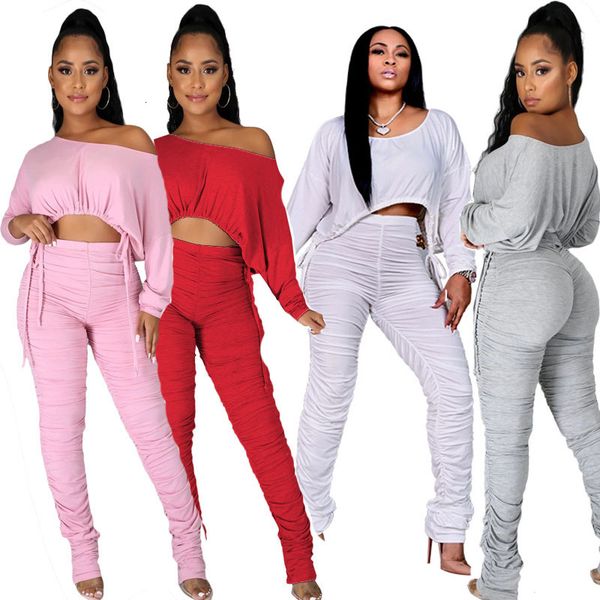 solid color girding pleated irregularity crop tshirts and folding trousers women two piece outfits autumn slim casual suits 3qir, Gray
solid color girding pleated irregularity crop tshirts and folding trousers women two piece outfits autumn slim casual suits 3qir, Gray