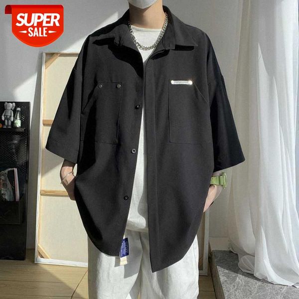 black short-sleeved shirt men's hong kong style japanese-style casual loose three-quarter-sleeved #po6a, White;black
black short-sleeved shirt men's hong kong style japanese-style casual loose three-quarter-sleeved #po6a, White;black