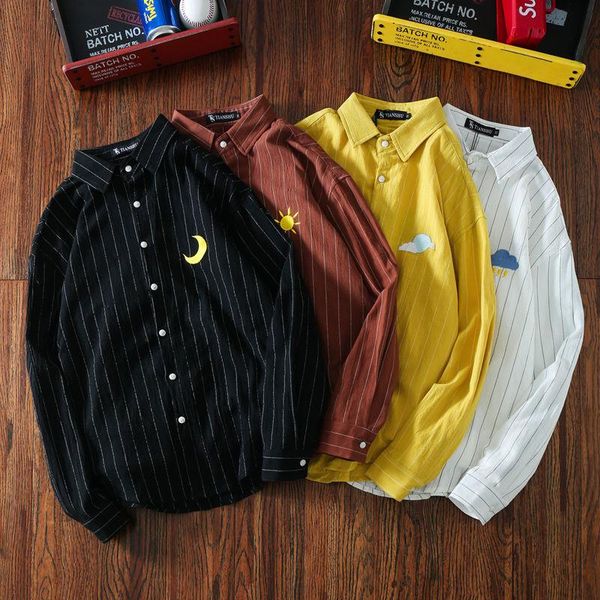 men's casual shirts ebaihui striped shirt long sleeve harajuku japanese fashion women blouse autumn moon cloud embroidery, White;black
men's casual shirts ebaihui striped shirt long sleeve harajuku japanese fashion women blouse autumn moon cloud embroidery, White;black