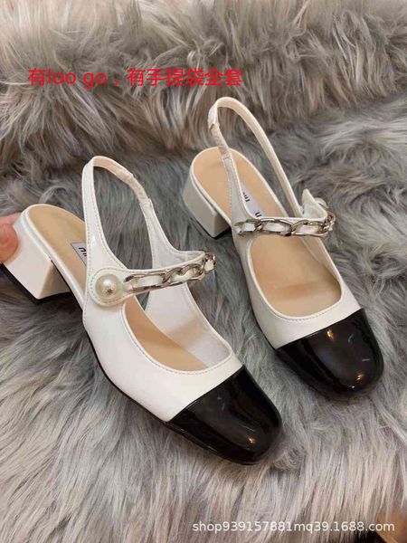 sandals slippers fairy style patent leather high heel sandals women's 2021 summer new round head one line with pearl thick heel mary ja, Black
sandals slippers fairy style patent leather high heel sandals women's 2021 summer new round head one line with pearl thick heel mary ja, Black