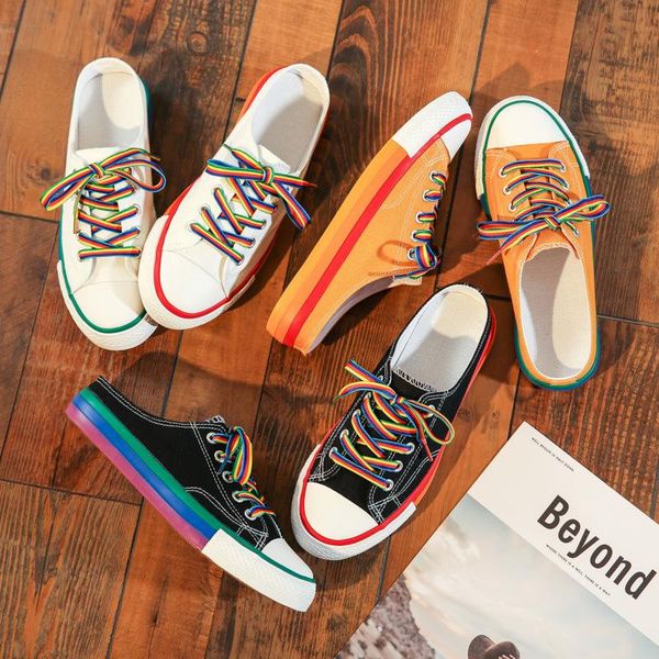 summer korean half-drag canvas shoes wild breathable thick bottom low-rainbow slippers women's fc-56, Black
summer korean half-drag canvas shoes wild breathable thick bottom low-rainbow slippers women's fc-56, Black