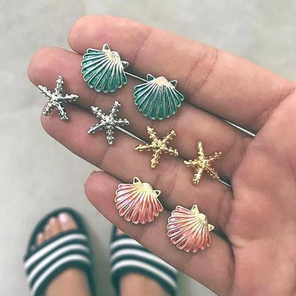 stud 2021 brincos femme bohemian metal starfish shell green gold silver color cute earring set boho female earings jewellery, Golden;silver
stud 2021 brincos femme bohemian metal starfish shell green gold silver color cute earring set boho female earings jewellery, Golden;silver