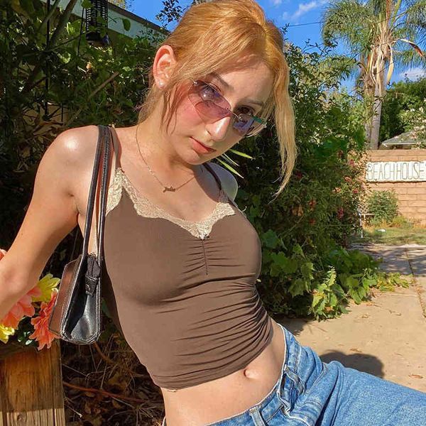brown cami women lace trim cute kawaii clothes v neck vintage 90s aesthetic school girl crop summer 210426, White
brown cami women lace trim cute kawaii clothes v neck vintage 90s aesthetic school girl crop summer 210426, White