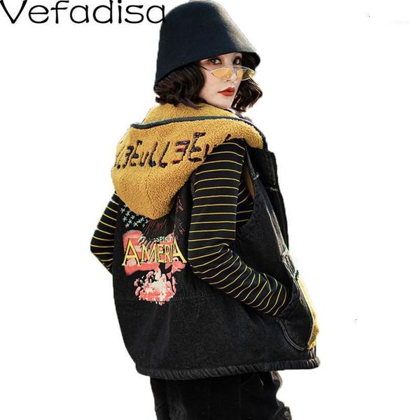 vefadisa winter hooded denim vest 2021 letter printing coat pocket casual woman waistcoat with red yellow qyf10801, Black;white
vefadisa winter hooded denim vest 2021 letter printing coat pocket casual woman waistcoat with red yellow qyf10801, Black;white