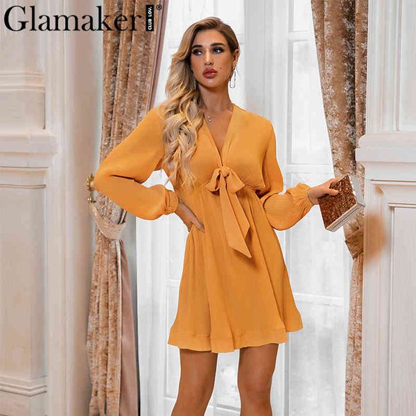 glamaker elegant v neck chiffon yellow dress women lantern sleeve high waist short dress female summer pleated party dress 210414, Black;gray
glamaker elegant v neck chiffon yellow dress women lantern sleeve high waist short dress female summer pleated party dress 210414, Black;gray