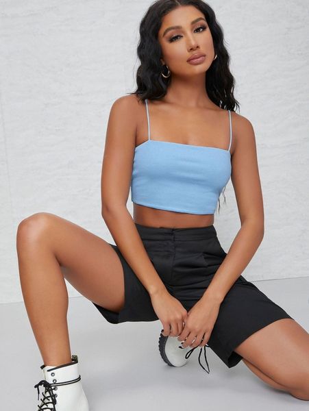 ribbed cropped cami 66mv#, White