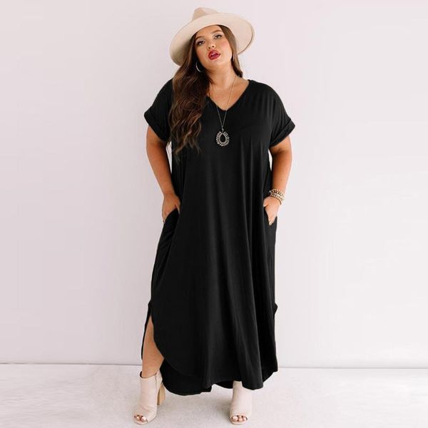 plus size dresses loose oversize dress women summer v neck short sleeve side split casual 4xl 5xl big clothing, Black
plus size dresses loose oversize dress women summer v neck short sleeve side split casual 4xl 5xl big clothing, Black