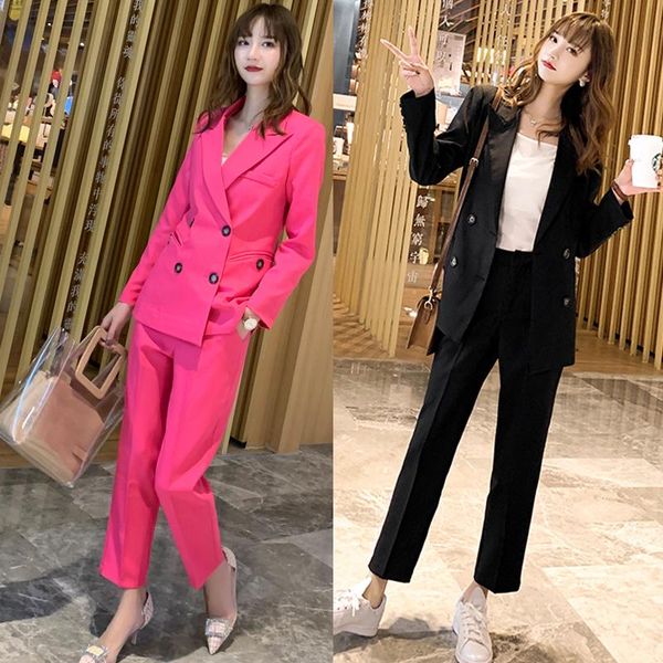 sets of products red suit female temperament double-breasted jacket nine pants fashion collar two-piece style women's two piece, White
sets of products red suit female temperament double-breasted jacket nine pants fashion collar two-piece style women's two piece, White