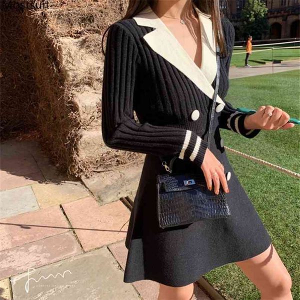 autumn women long sleeve knit dress korean vintage fashion mini a-line sweater dresses bodycon v-neck tunic vestidos 210513, Black;gray
autumn women long sleeve knit dress korean vintage fashion mini a-line sweater dresses bodycon v-neck tunic vestidos 210513, Black;gray