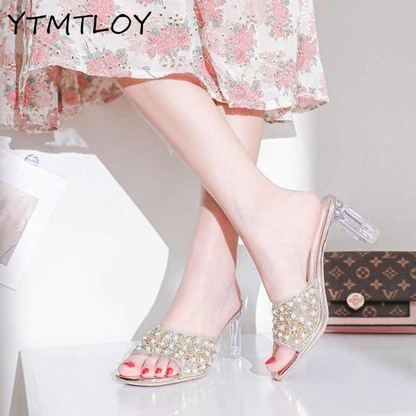 dress shoes 2021 summer slippers women's outer wear a font thick heel pearl transparent fashion sandals crystal, Black
dress shoes 2021 summer slippers women's outer wear a font thick heel pearl transparent fashion sandals crystal, Black