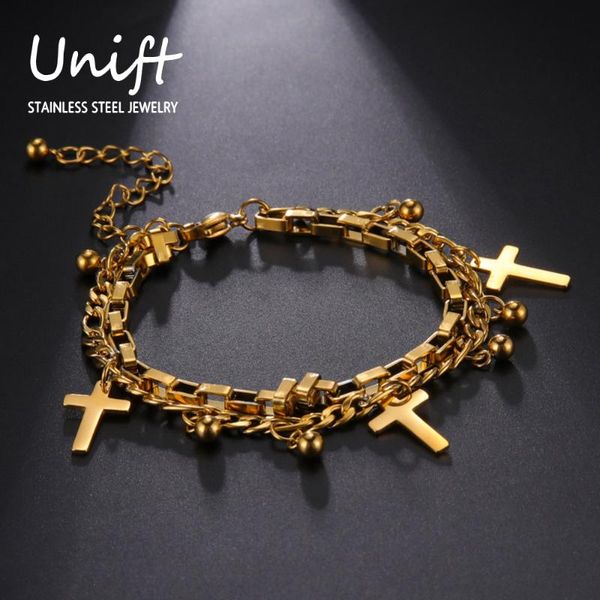 unift 3 cross pendant bead square figaro chain bracelets stainless steel female accessories religious charm fashion jewelry gift link,, Black
unift 3 cross pendant bead square figaro chain bracelets stainless steel female accessories religious charm fashion jewelry gift link,, Black