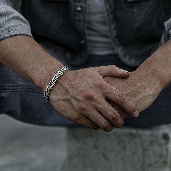 bangle punk twist knotted bracelet for women men vintage silver color open cuff lover couple bracelets gothic jewelry pulseras, Black
bangle punk twist knotted bracelet for women men vintage silver color open cuff lover couple bracelets gothic jewelry pulseras, Black