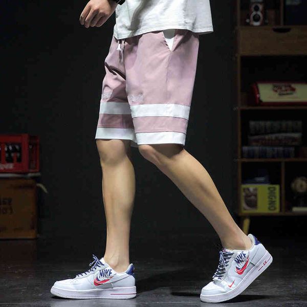 short harajuku streetwear summer men side pockets hip hop men's at knee height shorts, White;black
short harajuku streetwear summer men side pockets hip hop men's at knee height shorts, White;black