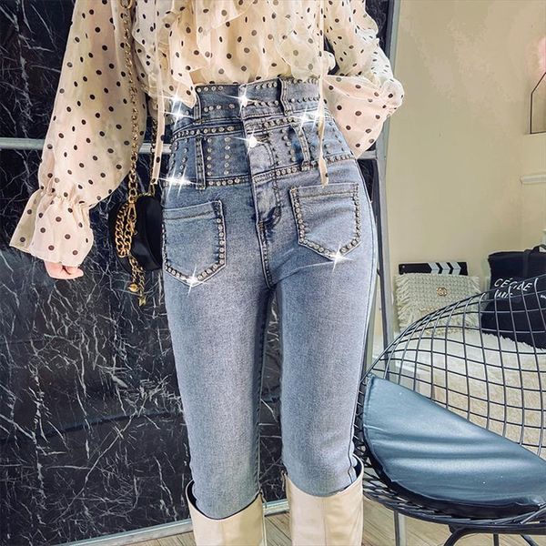 spring heavy work color women jean beading diamond industry fashion beads high waist skinny pencil kz353, Blue
spring heavy work color women jean beading diamond industry fashion beads high waist skinny pencil kz353, Blue