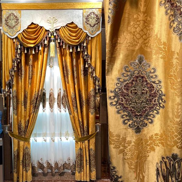european luxury villa living room customized high-end atmosphere shading light bedroom velvet fabric curtain products & drapes
european luxury villa living room customized high-end atmosphere shading light bedroom velvet fabric curtain products & drapes