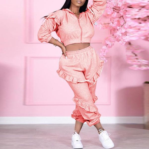 women's two piece pants autumn women casual solid outfits spring zipper hooded coat + ruffle suits loose vintage ladies sets, White
women's two piece pants autumn women casual solid outfits spring zipper hooded coat + ruffle suits loose vintage ladies sets, White