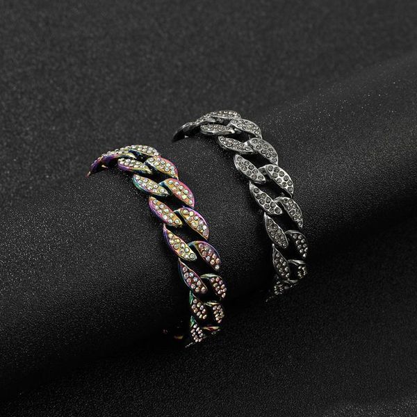 link, chain trendy cuban necklace anklet glittering rhinestone male hip hop punk charm biker jewelry accessories individuality bracelet, Black 
link, chain trendy cuban necklace anklet glittering rhinestone male hip hop punk charm biker jewelry accessories individuality bracelet, Black