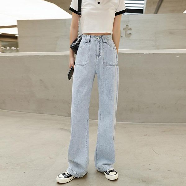 women's jeans woman summer high waist denim pants loose mop the floor thin wide leg casual women fashion trousers, Blue
women's jeans woman summer high waist denim pants loose mop the floor thin wide leg casual women fashion trousers, Blue