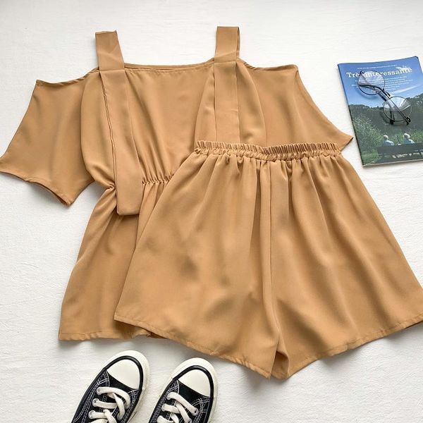 women's tracksuits 2021 summer fashion off shoulder suspender + high waist slim shorts and wide leg pants casual clothes, Gray
women's tracksuits 2021 summer fashion off shoulder suspender + high waist slim shorts and wide leg pants casual clothes, Gray