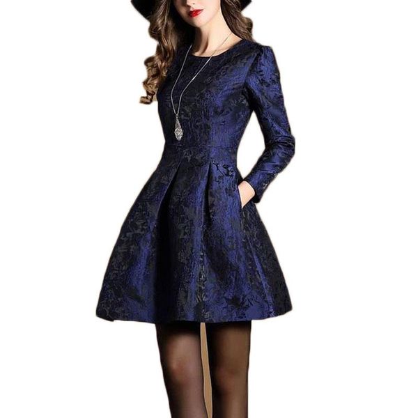 casual dresses european fashion women dress quality round neck long sleeve jacquard a-line vestidos dark blue lace clothes, Black;gray
casual dresses european fashion women dress quality round neck long sleeve jacquard a-line vestidos dark blue lace clothes, Black;gray