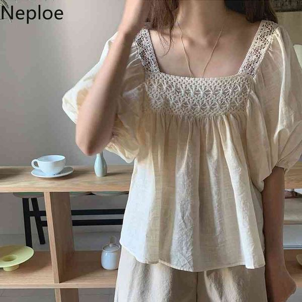 neploe blusas women summer loose sweet shirts korean chic crochet hollow out blouse square collar puff short sleeve elegant 210422, White
neploe blusas women summer loose sweet shirts korean chic crochet hollow out blouse square collar puff short sleeve elegant 210422, White