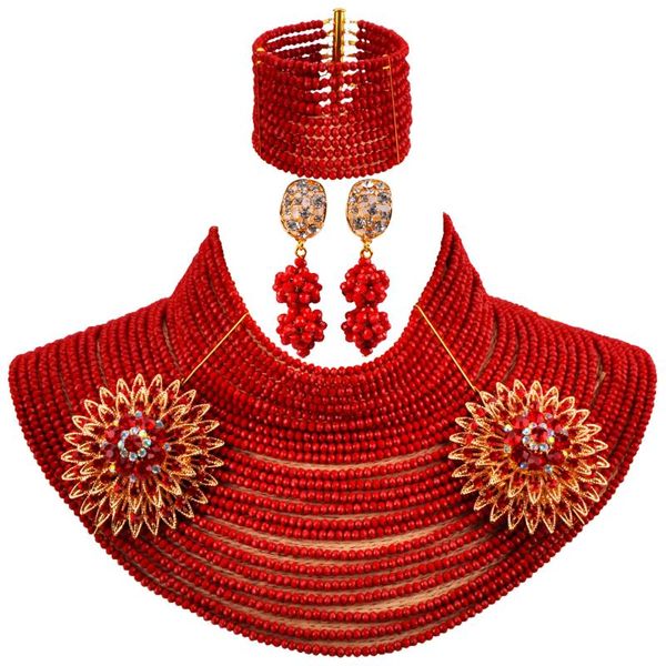 earrings & necklace amazing opaque red african beads jewelry set 25 strand wedding nigerian for women, Silver
earrings & necklace amazing opaque red african beads jewelry set 25 strand wedding nigerian for women, Silver