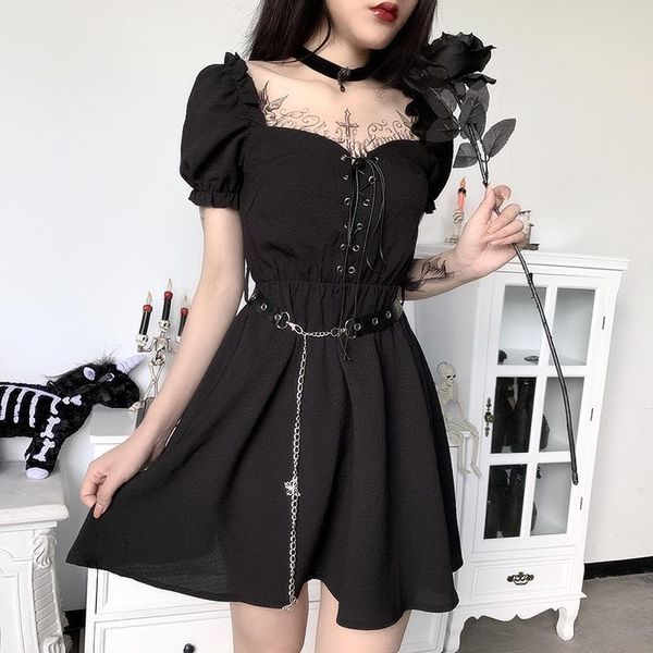 casual dresses insdoit women vintage lace up black mini dress gothic harajuku puff short sleeve elegant female backless belt, Black;gray
casual dresses insdoit women vintage lace up black mini dress gothic harajuku puff short sleeve elegant female backless belt, Black;gray