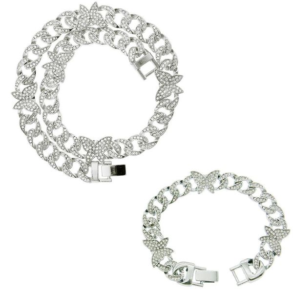 chains 12mm hip hop iced out paved rhinestones full miami curb butterfly cuban cz necklace bracelet for men women charm jewelry, Silver
chains 12mm hip hop iced out paved rhinestones full miami curb butterfly cuban cz necklace bracelet for men women charm jewelry, Silver