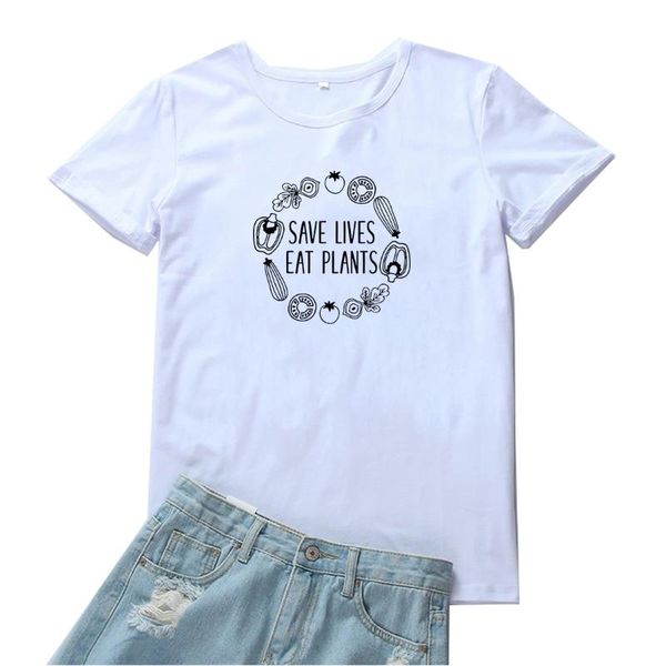 women's t-shirt save lives eat plants tee shirt femme funny vegetarian plant based tshirt camiseta women graphic vegetable vegan tees, White
women's t-shirt save lives eat plants tee shirt femme funny vegetarian plant based tshirt camiseta women graphic vegetable vegan tees, White