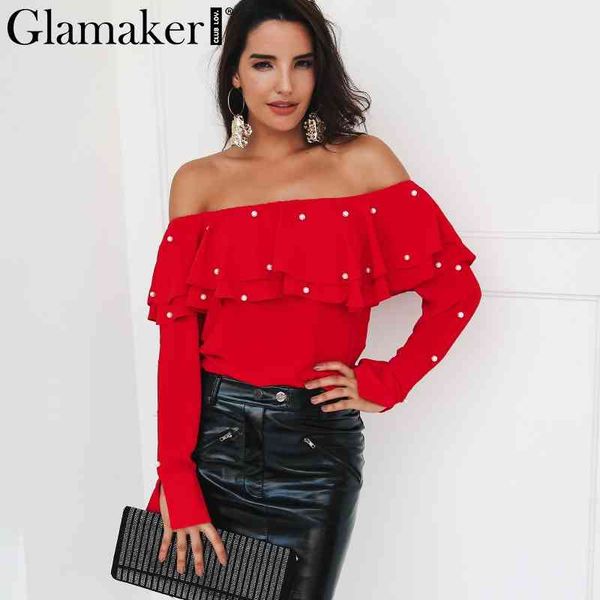 glamaker ruffle off shoulder spring blouse shirt pearl deep v neck women blouses long sleeve party casual shirt 210414, White
glamaker ruffle off shoulder spring blouse shirt pearl deep v neck women blouses long sleeve party casual shirt 210414, White