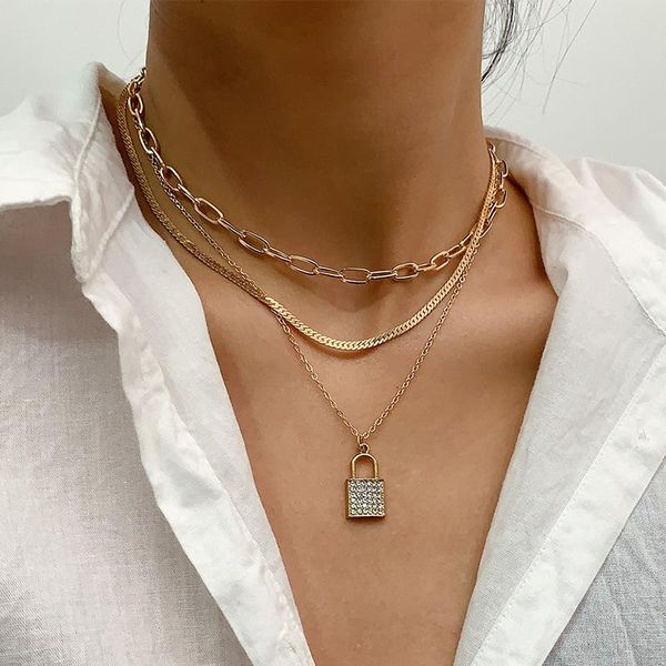 pendant necklaces layered chain padlock necklace for women punk jewelry choker on the neck egirl goth 2021 aesthetic gifts, Silver
pendant necklaces layered chain padlock necklace for women punk jewelry choker on the neck egirl goth 2021 aesthetic gifts, Silver