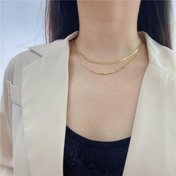 pendant necklaces fashion double layer snake bone chain clavicle simple short choker collar female trend titanium steel necklace, Silver
pendant necklaces fashion double layer snake bone chain clavicle simple short choker collar female trend titanium steel necklace, Silver