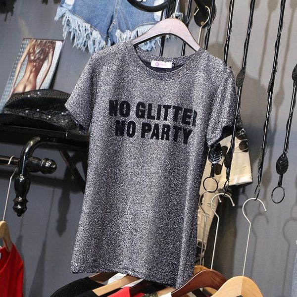 women's t-shirt silver english flocking printing t-shirts all-match 2021 summer loose bright silk female short sleeved pullovers c1039, White
women's t-shirt silver english flocking printing t-shirts all-match 2021 summer loose bright silk female short sleeved pullovers c1039, White