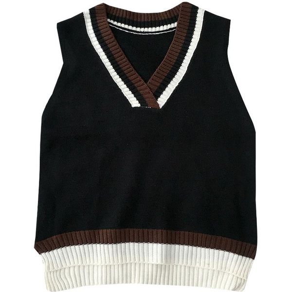 women's vests 2021 selling striped sweater vest college wind female v-neck sweaters ins women pullover, Black;white
women's vests 2021 selling striped sweater vest college wind female v-neck sweaters ins women pullover, Black;white