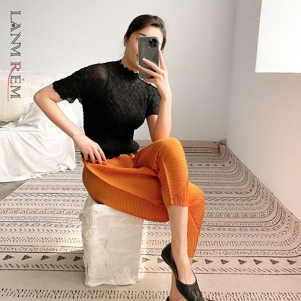 women black pleated big size t-shirt arrivals turtleneck short sleeve temperament fashion summer 2e1987 210507, White
women black pleated big size t-shirt arrivals turtleneck short sleeve temperament fashion summer 2e1987 210507, White