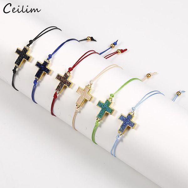 charm bracelets handmade cross resin crystal druzy bracelet for women adjustable lucky red string rope jewelry friend gifts, Golden;silver
charm bracelets handmade cross resin crystal druzy bracelet for women adjustable lucky red string rope jewelry friend gifts, Golden;silver