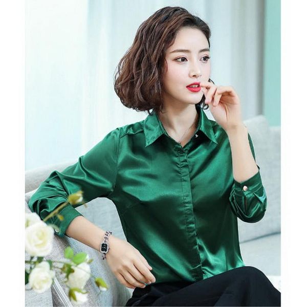 women's blouses & shirts qrwr fashion women 2021 spring autumn korean satin long sleeves elegant turn collar solid office blouse, White
women's blouses & shirts qrwr fashion women 2021 spring autumn korean satin long sleeves elegant turn collar solid office blouse, White