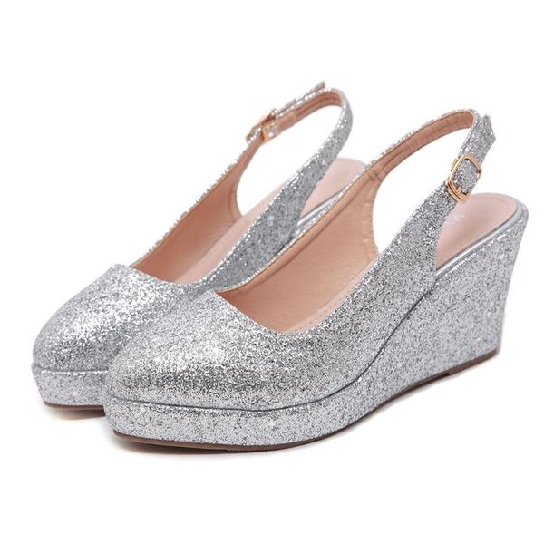 women's wedges shoes ladies fashion solid sequins bling round head woman strap shallow casual sandals sandalia, Black
women's wedges shoes ladies fashion solid sequins bling round head woman strap shallow casual sandals sandalia, Black