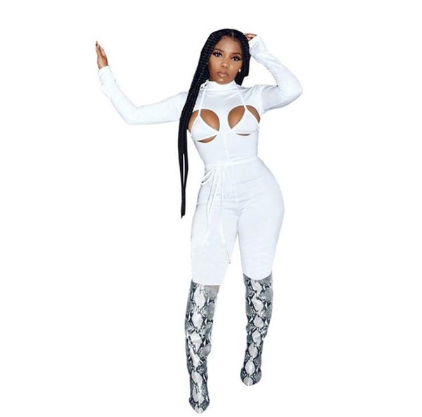 women's & rompers soild color romper hollow out high neck skinny jumpsuits bandage designer womens clothes, Black;white
women's & rompers soild color romper hollow out high neck skinny jumpsuits bandage designer womens clothes, Black;white