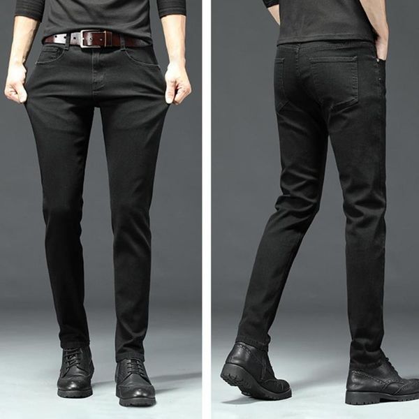 men's jeans zipper placket multi pockets men soft mid-waist straight black business streetwear, Blue
men's jeans zipper placket multi pockets men soft mid-waist straight black business streetwear, Blue