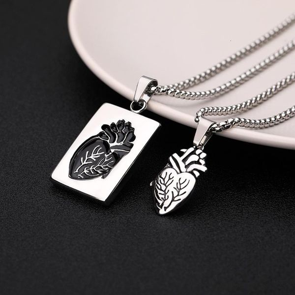 pendant necklaces punk rectangle collares necklace anatomical heart for women valentine's day gift stainless steel jewelry, Silver
pendant necklaces punk rectangle collares necklace anatomical heart for women valentine's day gift stainless steel jewelry, Silver