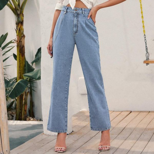 women's pants & capris 40# denim fake zippers chain for girls straight high-waisted wide leg women breathable skinny jean trousers, Black;white
women's pants & capris 40# denim fake zippers chain for girls straight high-waisted wide leg women breathable skinny jean trousers, Black;white