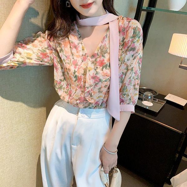 women's blouses & shirts 2021 summer women casual loose half sleeve v-neck print chiffon fashion elegant office lady clothing, White
women's blouses & shirts 2021 summer women casual loose half sleeve v-neck print chiffon fashion elegant office lady clothing, White