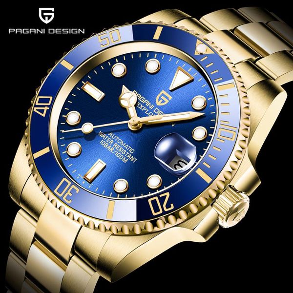40mm pagani design men automatic mechanical watch blue gold stainless steel luxury brand hn35a waterproof relogio masculino wristwatches, Slivery;brown
40mm pagani design men automatic mechanical watch blue gold stainless steel luxury brand hn35a waterproof relogio masculino wristwatches, Slivery;brown