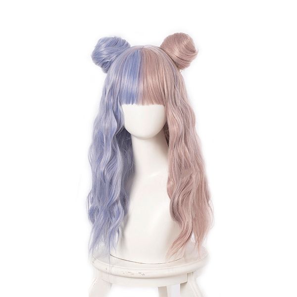 lolita long curly blue mixed light brown ombre bangs with buns headband cute ladies cosplay synthetic wig + cap, Black
lolita long curly blue mixed light brown ombre bangs with buns headband cute ladies cosplay synthetic wig + cap, Black